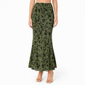 Women’s 2026 Summer Floral Flocked Mesh Mermaid Maxi Skirt