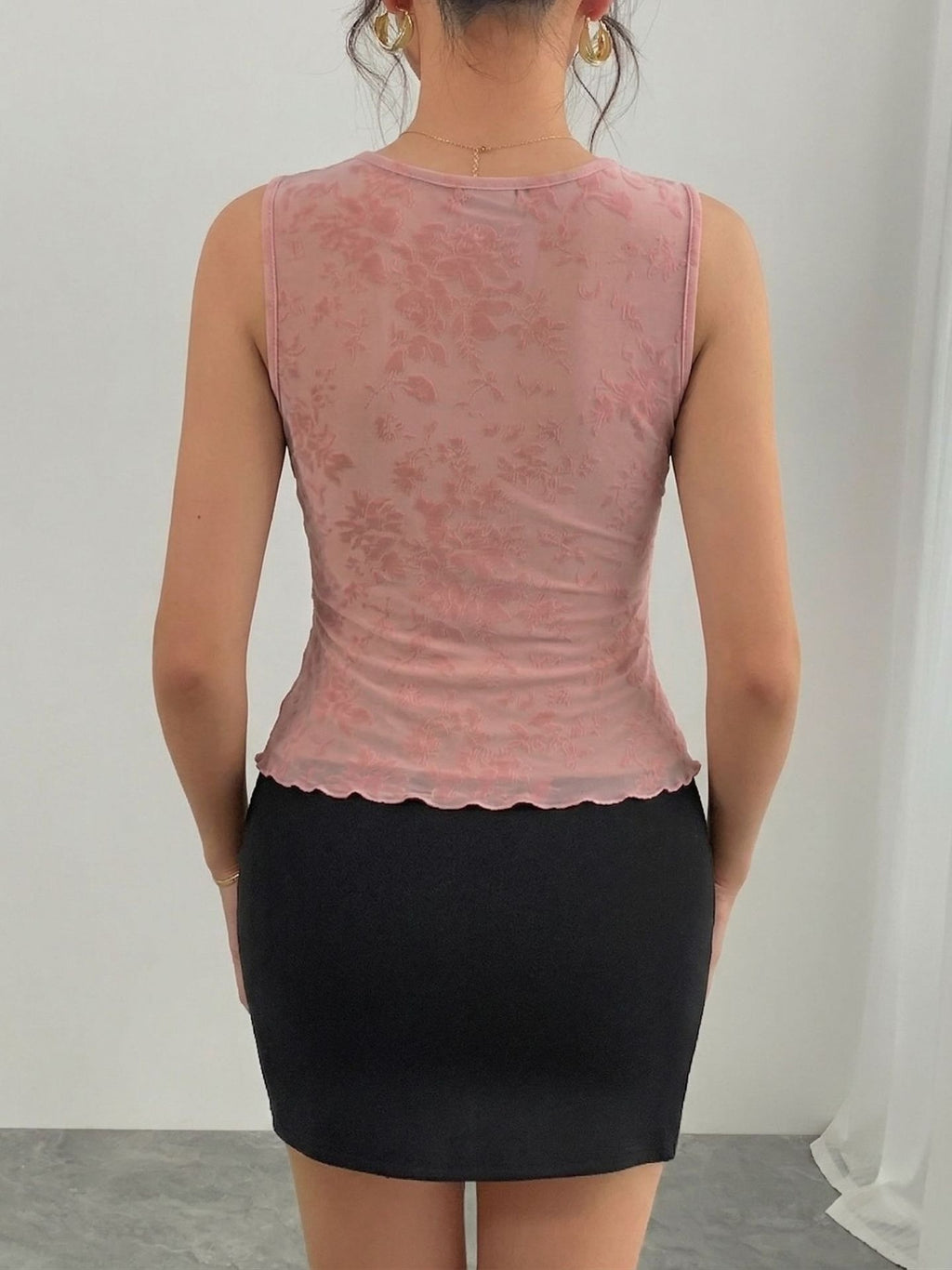 Women’s 2026 Summer Lace Trim Floral Mesh Cami Tank Top